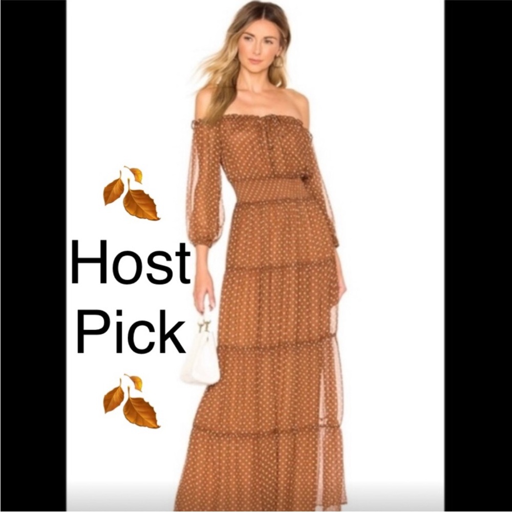 Revolve House of Harlow 1960 polka dot off the shoulder Sapphire dress XS